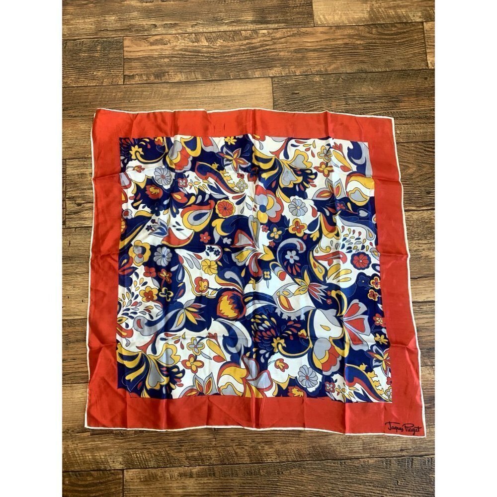 Vibrant Multicolor Silk Feel Scarf - Red, White Blue, Yellow